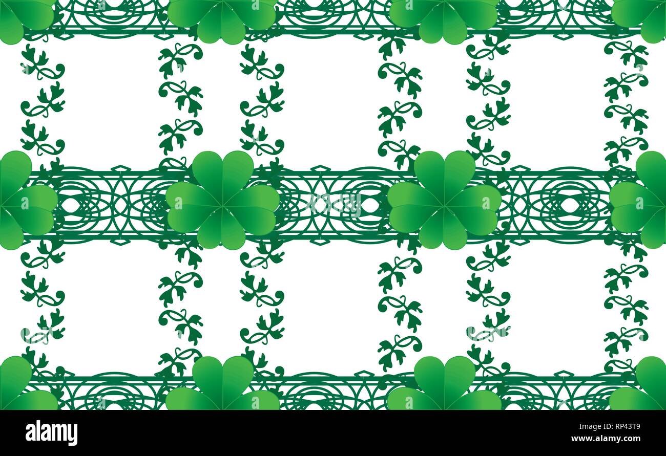 Clover seamless background for St. Patrick`s day, vector illustration Stock Vector